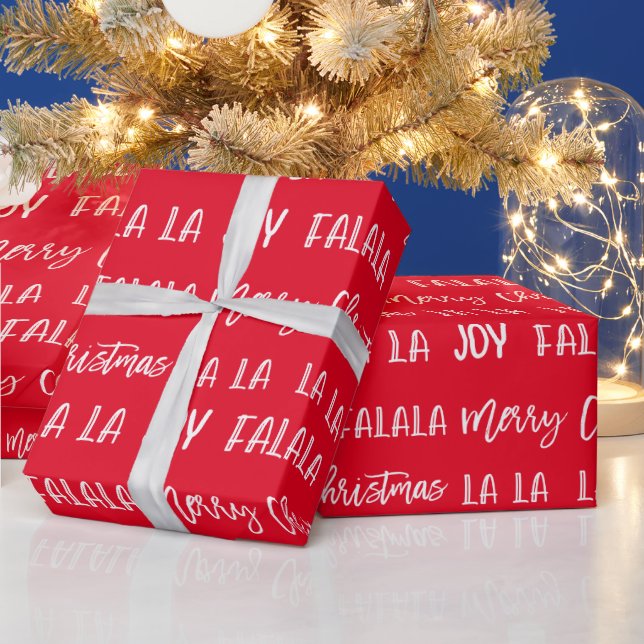 Papel De Regalo  Christmas Holiday text red modern Presentpapper (Helgdagar)