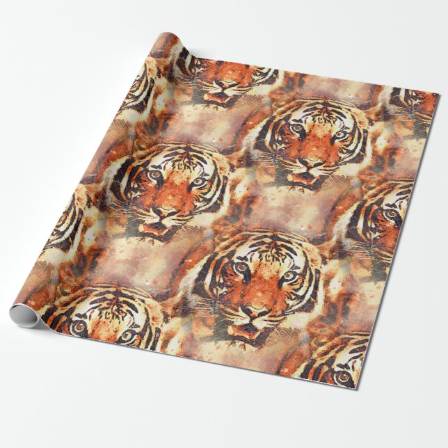 papel de regalo tigre a la acuarela presentpapper (Utrullad)