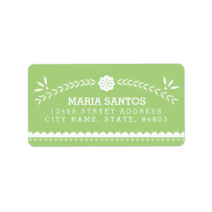 Papel Picado-Adressetiketter - Grönt Adressetikett
