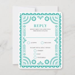 Papel Picado Aqua | Bröllop Reply OSA kort