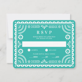 Papel Picado Aqua | Bröllop Reply OSA kort