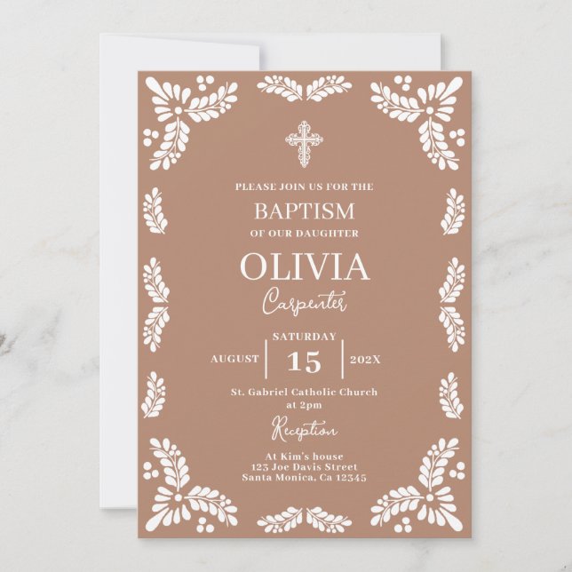 Papel Picado Baptism Girl Inbjudningar (Framsida)