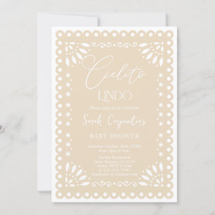 Papel Picado Beige Baby Shower-inbjudan Inbjudningar