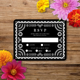 Papel Picado Black | Bröllop Reply OSA kort