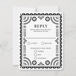 Papel Picado Black | Bröllop Reply OSA kort