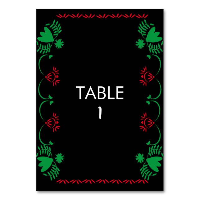 Papel Picado Blommigt Mexican Bröllop Bord Card Bordsnummer (Framsidan)
