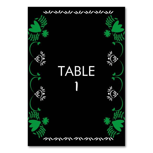 Papel Picado Blommigt Mexican Bröllop Bord Card Bordsnummer (Framsidan)