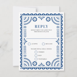 Papel Picado Blue | Bröllop Reply OSA kort