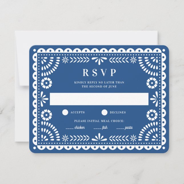 Papel Picado Blue | Bröllop Reply OSA kort (Framsida)