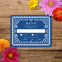 Papel Picado Blue | Bröllop Reply OSA kort