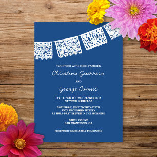 Papel Picado Blue   Bröllopsinbjudan Inbjudningar