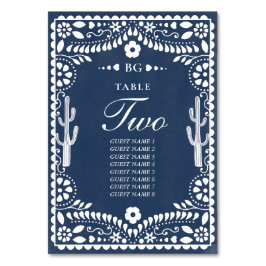 Papel Picado Boda Mexican Rustic Blue Wedding Bordsnummer