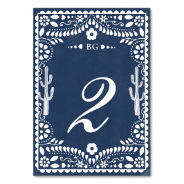 Papel Picado Boda Mexican Rustic Blue Wedding Bordsnummer