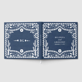 Papel Picado Boda Mexican Rustic Blue Wedding Gästböcker