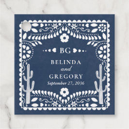 Papel Picado Boda Mexican Rustic Blue Wedding Gåvor Etiketter