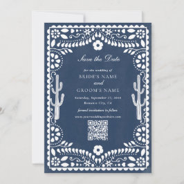 Papel Picado Boda Mexican Rustic Blue Wedding Spara Datumet