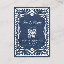 Papel Picado Boda Mexican Rustic Blue Wedding Tilläggskort