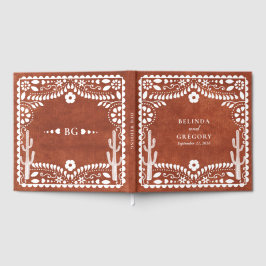 Papel Picado Boda Mexican Terracotta Brown Wedding Gästböcker