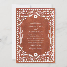 Papel Picado Boda Mexican Terracotta Brown Wedding Inbjudningar