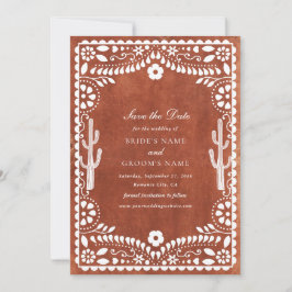 Papel Picado Boda Mexican Terracotta Brown Wedding Spara Datumet