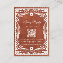 Papel Picado Boda Mexican Terracotta Brown Wedding Tilläggskort