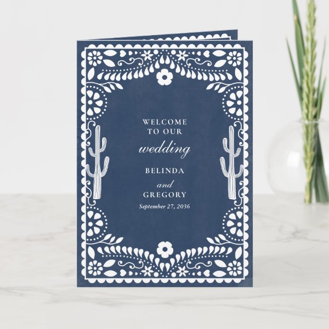 Papel Picado Boda Mexikanskt Bröllopsprogram Program (Framsida)