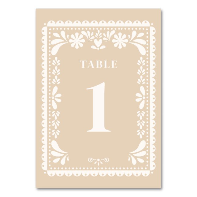 Papel Picado Bröllop Bordsnummer Modern Mexican (Framsidan)