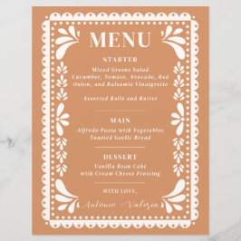 Papel Picado Bröllop Menu Modern mexikanskt tema