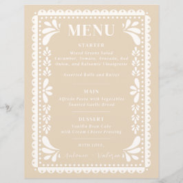 Papel Picado Bröllop Menu Modern mexikanskt tema