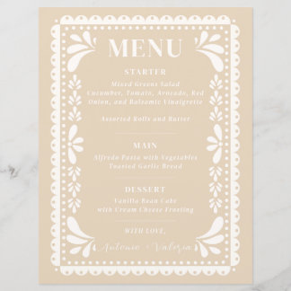 Papel Picado Bröllop Menu Modern mexikanskt tema