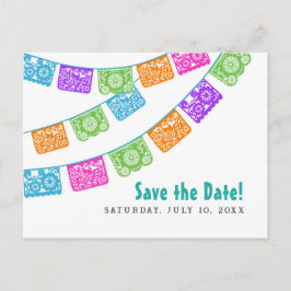 Papel Picado Bröllop spara datum vykort