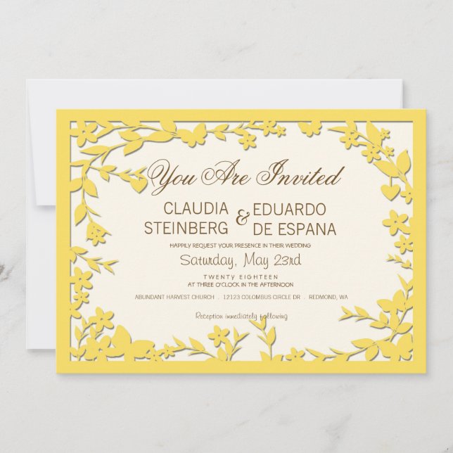 Papel Picado bröllopinbjudan - älskvärda duvor Inbjudningar (Framsida)