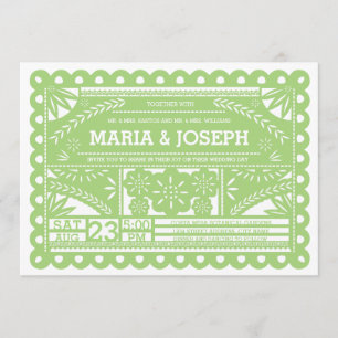 Papel Picado bröllopinbjudan - grönt Inbjudningar