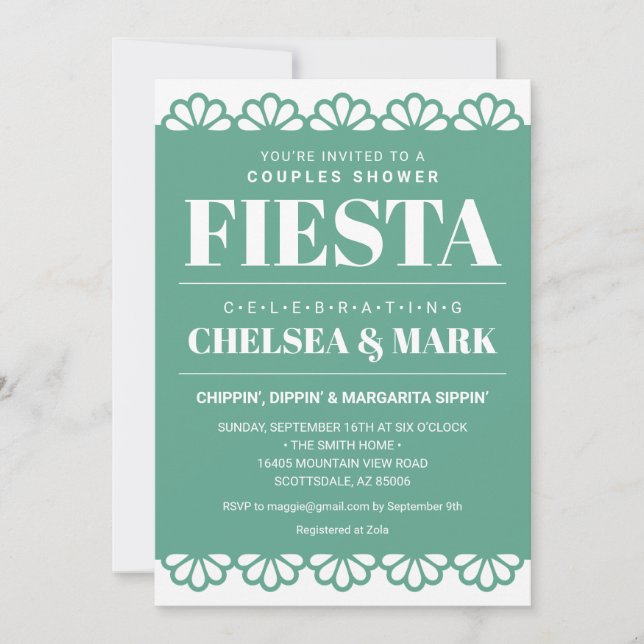 Papel Picado Bröllopsfestin Inbjudan för Par (Framsida)