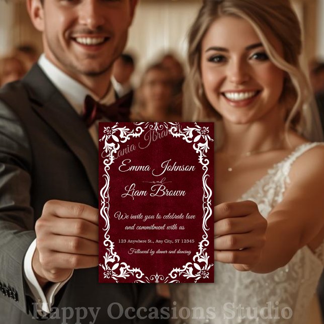 Papel Picado Burgundy Mexican Wedding Invitation Inbjudningar (Skapare uppladdad)