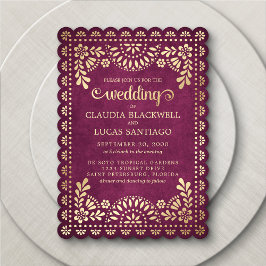 Papel Picado Burgundy Wedding bjudande Inbjudningar