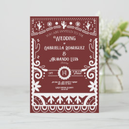 Papel Picado Burgundy & White Wedding Invitation Inbjudningar