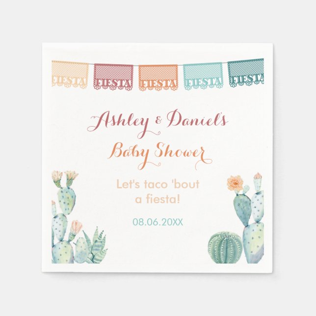 Papel Picado Cacti Mexican Theme Shower Party Pappersservett (Framsidan)