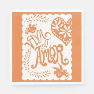 Papel Picado Citrus Orange Fiesta Bröllop Banner Pappersservett