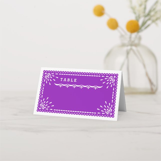 Papel Picado Colorful Mexican Bröllop Place Card Placeringskort (Framsida)