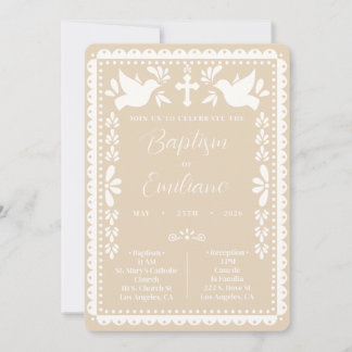 Papel Picado Dopningsinbjudan, Mexikansk Bautizo Inbjudningar