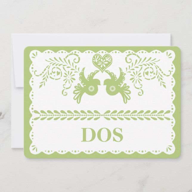 Papel Picado Dos Två Bordnummer Guld Fiesta Inbjudningar (Framsida)