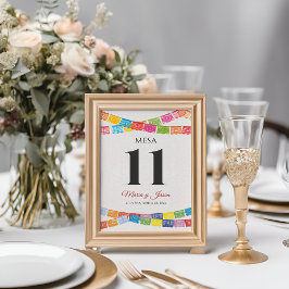 Papel Picado Elegant Colorful Boda Spanish Wedding Bordsnummer