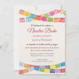 Papel Picado Elegant Colorful Boda Spanish Wedding Inbjudningar