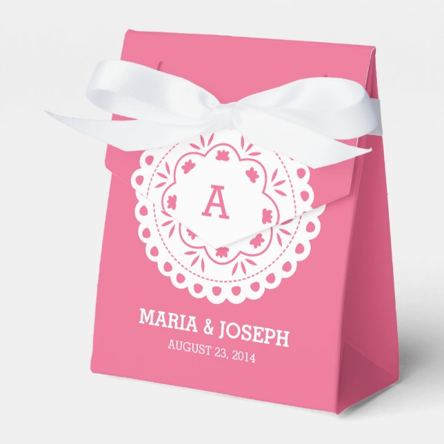 Papel Picado Favor Box - Rosa Presentaskar (Framsidan Sidan)