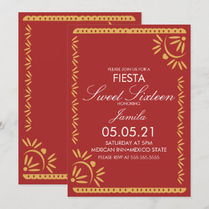 Papel Picado Fiesta Söt 16 Mexikansk Scallop Blå Inbjudningar