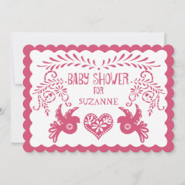 Papel Picado Flicka Shower Himmel Rosa Fiesta Inbjudningar