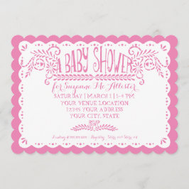 Papel Picado Flicka Shower Himmel Rosa Fiesta Inbjudningar