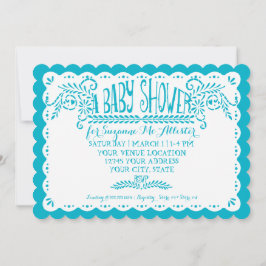 Papel Picado Flicka Shower Rosa Blue Fiesta Inbjudningar