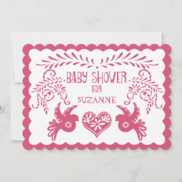 Papel Picado Flicka Shower Rosa Lilac Fiesta Inbjudningar